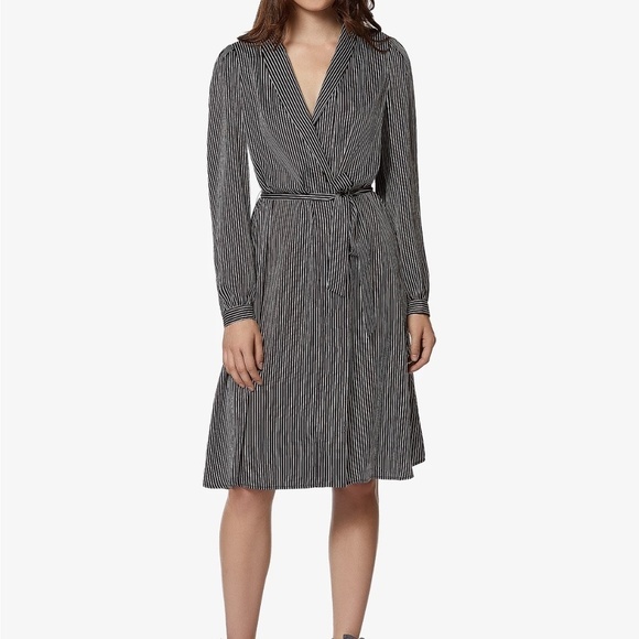 Avec Les Filles Striped Midi Robe Wrap Dress Size S - Picture 5 of 7